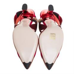 Fendi Red Mesh And Fabric Colibri Slingback Sandals Size 40