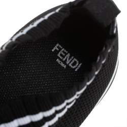 Pre Owned Fendi Black Knit Fabric Rockoko Low Top Sneakers Size 37