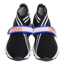 Fendi Black Knit Fabric Rockoko Low Top Sneakers Size 37