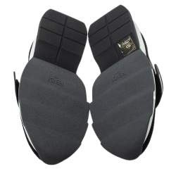 Pre Owned Fendi Brown/Black Knit Fabric And Rubber Strap Rockoko Sneakers Size 35