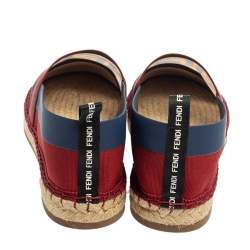Pre Owned Fendi Multicolor Leather And Zucca Mesh Flat Espadrille Size 41
