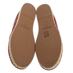 Pre Owned Fendi Multicolor Leather And Zucca Mesh Flat Espadrille Size 41