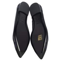 Pre Owned Fendi Black/Blue Mesh And Leather Flats Size 38.5