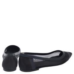 Pre Owned Fendi Black/Blue Mesh And Leather Flats Size 38.5