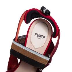 Fendi Multicolor Mesh And Fabric Colibri Slingback Sandals Size 36