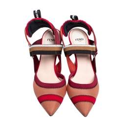 Fendi Multicolor Mesh And Fabric Colibri Slingback Sandals Size 36