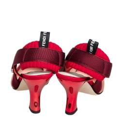 Fendi Multicolor Mesh And Fabric Colibri Slingback Sandals Size 36