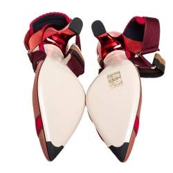 Fendi Multicolor Mesh And Fabric Colibri Slingback Sandals Size 36