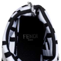 Pre Owned Fendi Black/White Knit Fabric Logo Sock Sneakers Size 39
