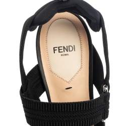 Pre Owned Fendi Black Perforated Leather Colibri Slingback Pointed Toe Sandals Size 40