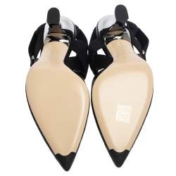 Pre Owned Fendi Black Perforated Leather Colibri Slingback Pointed Toe Sandals Size 40