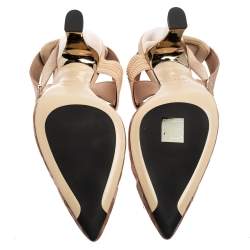 Fendi Multicolor Mesh And Fabric Colibri Slingback Pointed Toe Sandals Size 40