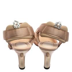 Fendi Multicolor Mesh And Fabric Colibri Slingback Pointed Toe Sandals Size 40