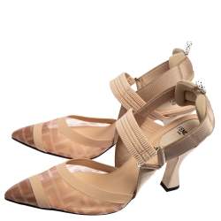 Fendi Multicolor Mesh And Fabric Colibri Slingback Pointed Toe Sandals Size 40