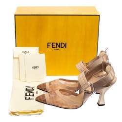 Fendi Multicolor Mesh And Fabric Colibri Slingback Pointed Toe Sandals Size 40