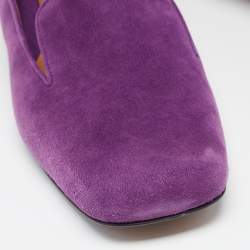 Pre Owned Fendi Purple Suede Studded Heel Smoking Slippers Size 39