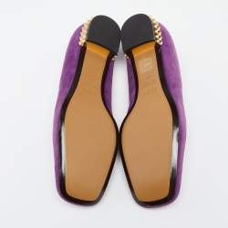 Pre Owned Fendi Purple Suede Studded Heel Smoking Slippers Size 39