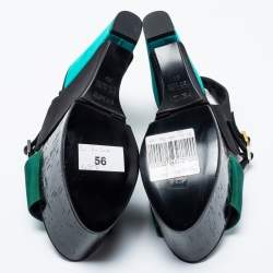 Pre Owned Fendi Tricolor Canvas Platform Sandals Size 36 