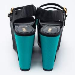 Pre Owned Fendi Tricolor Canvas Platform Sandals Size 36 