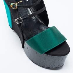 Pre Owned Fendi Tricolor Canvas Platform Sandals Size 36 