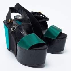 Pre Owned Fendi Tricolor Canvas Platform Sandals Size 36 