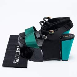 Pre Owned Fendi Tricolor Canvas Platform Sandals Size 36 