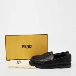 Fendi Black Leather Slip On Loafers Size 39