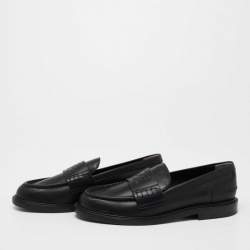 Fendi Black Leather Slip On Loafers Size 39