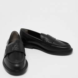 Fendi Black Leather Slip On Loafers Size 39