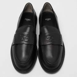 Fendi Black Leather Slip On Loafers Size 39