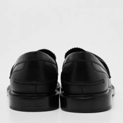 Fendi Black Leather Slip On Loafers Size 39