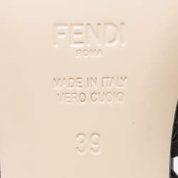 Pre Owned Fendi Black Leather karligraphy Buckle Slingback Sandals 39