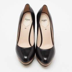 Pre Owned Fendi Black Leather Platform Pumps Size 39