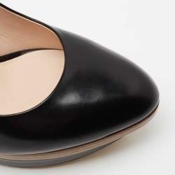 Pre Owned Fendi Black Leather Platform Pumps Size 39