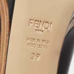 Pre Owned Fendi Black Leather Platform Pumps Size 39