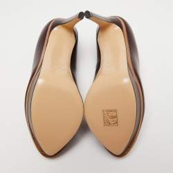 Pre Owned Fendi Burgundy Leather Platform Pumps Size 38