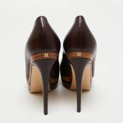 Pre Owned Fendi Burgundy Leather Platform Pumps Size 38