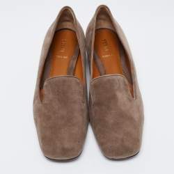 Fendi Grey Suede Slip On Loafers Size 40