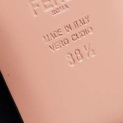 Pre Owned Fendi Black Leather and Mink Fur Pom Pom Ballerina Flats Size 38.5