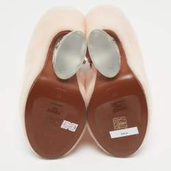 Pre Owned Fendi Light Pink Shearling Ice Heel Ankle Length Boots Size 36