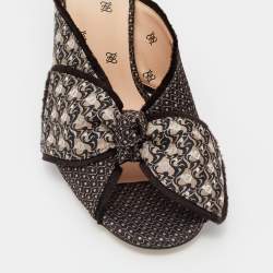 Pre Owned Fendi Brown Fabric Knotted Slide Sandals Size 38.5