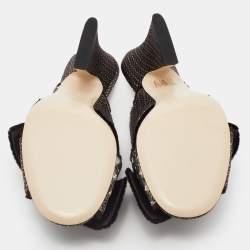 Pre Owned Fendi Brown Fabric Knotted Slide Sandals Size 38.5