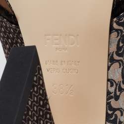 Pre Owned Fendi Brown Fabric Knotted Slide Sandals Size 38.5