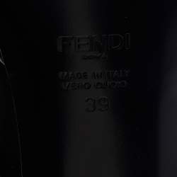 Pre Owned Fendi Black/White Patent Leather Fendista Peep Toe Platform Pumps Size 39
