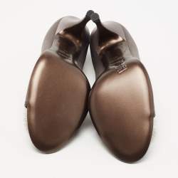 Pre Owned Fendi Grey Satin Pom Pom Open Toe Pumps Size 39