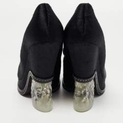 Pre Owned Fendi Black Calf hair Ice Heel Loafers Size 40