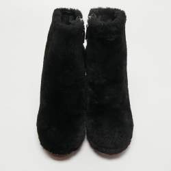 Pre Owned Fendi Black Fur Ankle Boots Size 39