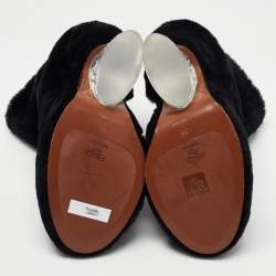 Pre Owned Fendi Black Shearling Fur Ankle Boots Size 38