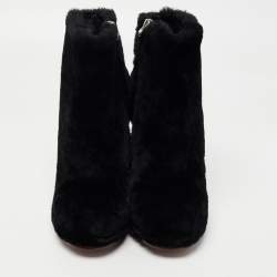 Pre Owned Fendi Black Shearling Fur Ankle Boots Size 38