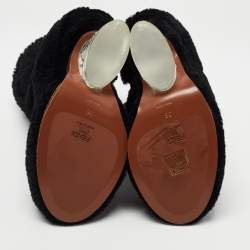 Pre Owned Fendi Black Fur Ice Heel Ankle Boots Size 36
